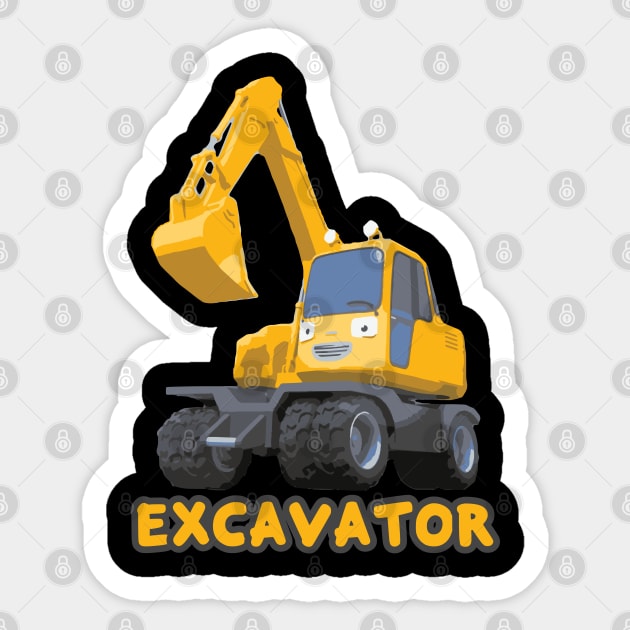 Tayo the heavy vehicles construction cartoon POCO I am an excavator Sticker by cowtown_cowboy